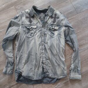 ROAR Men's Gray Blue Shirt